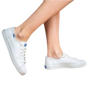Keds Leather Kickstart White Lace Up Sneakers Size 8.5